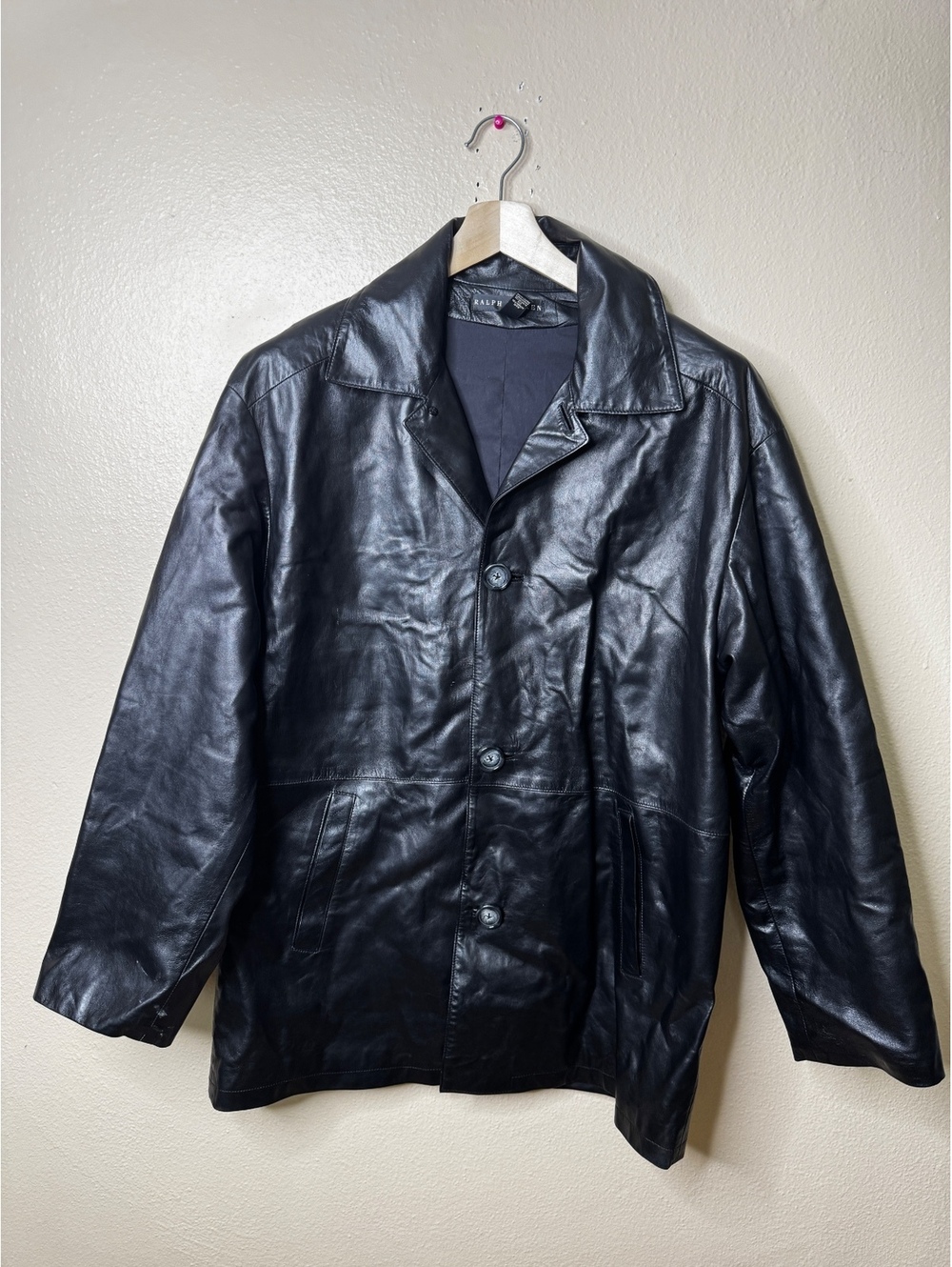 Ralph Lauren Black Label Men’s M Black Genuine Leather Blazer Jacket